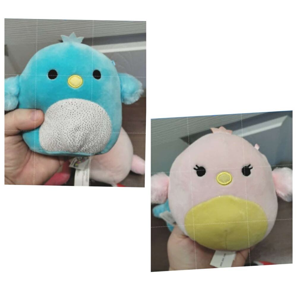 Set of 2 Squishmallows Harmony Pink Easter Chick Cecelia Blue Swan 5" Plushies